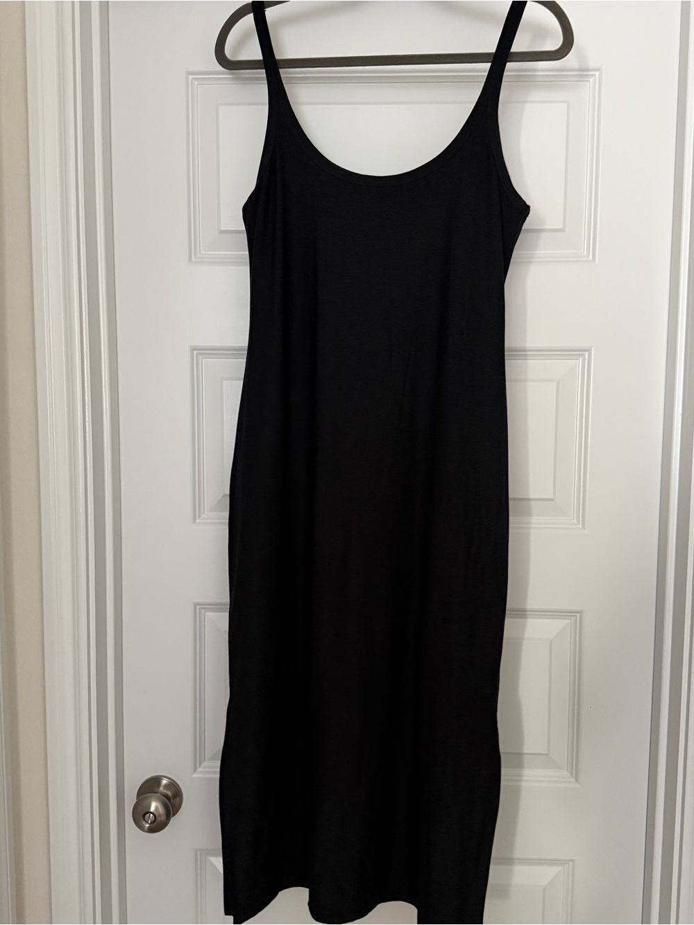 Beyond Yoga Classic Black Slip Dress - Minimalist Spaghetti Strap, Size M